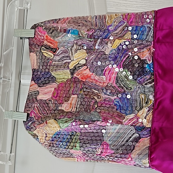 PATRICIA RHODES Sleeveless Silk Magenta and multi colored sequins dress Size 8 - Picture 6 of 16
